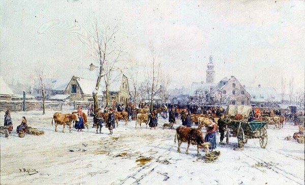 Kışın Sığır Pazarı by Karl Stuhlmuller