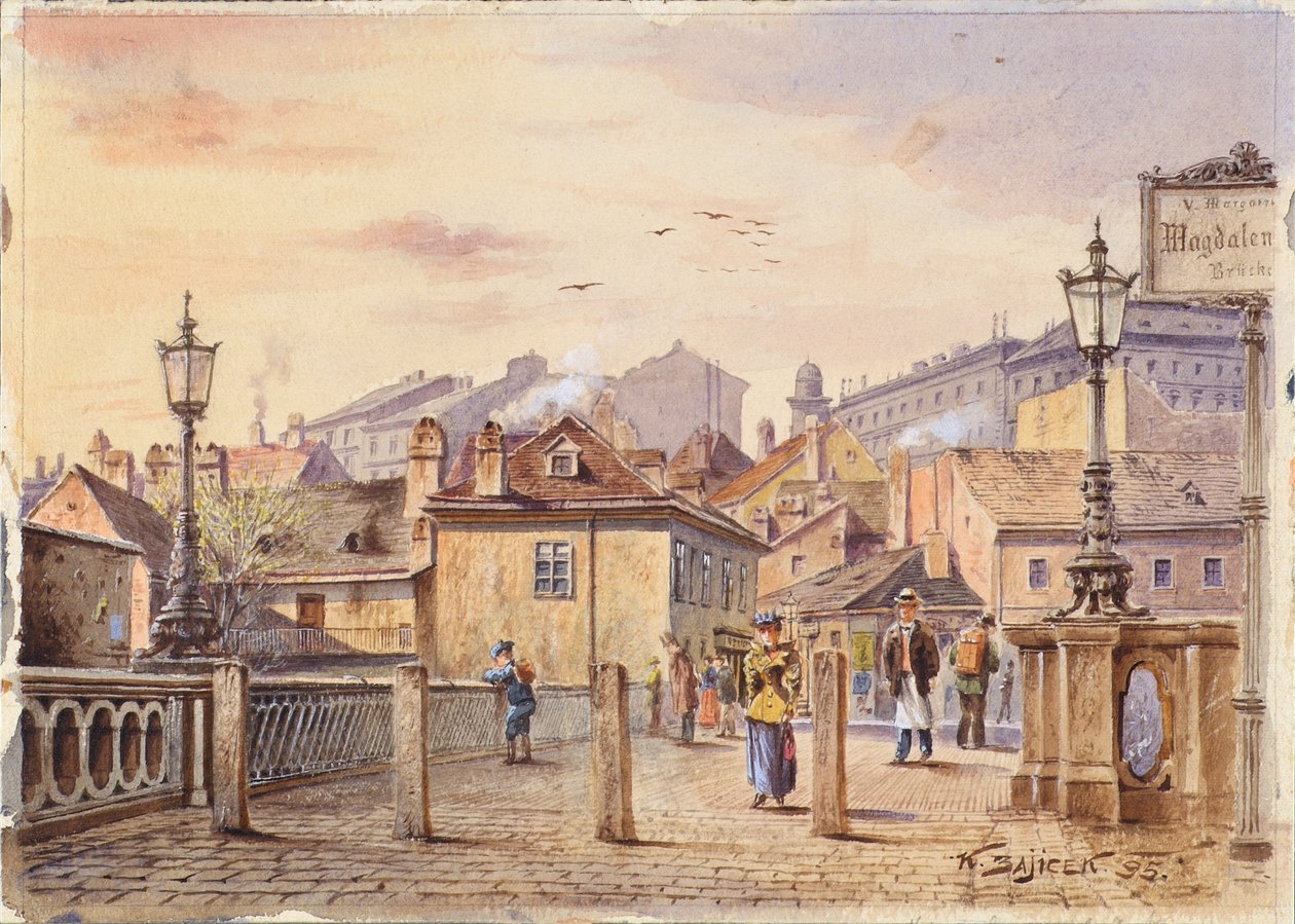 Wien Nehri üzerindeki Magdalenen Köprüsü by Karl Wenzel Zajicek
