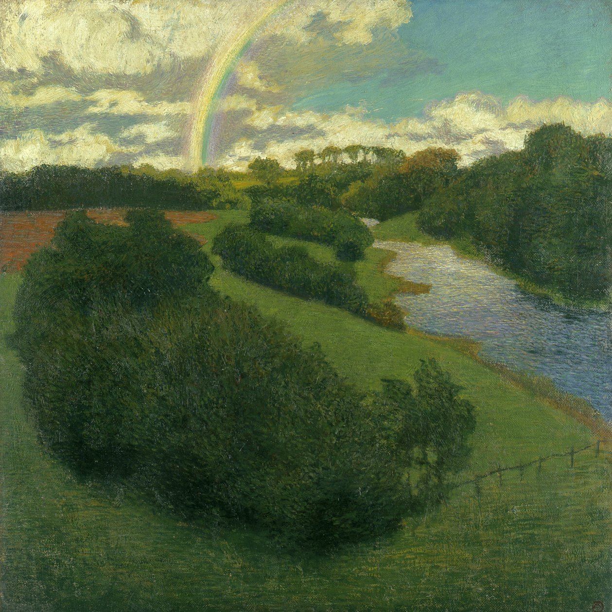 Alster'de Gökkuşağı ile Manzara by Karl Wilhelm Arthur Illies