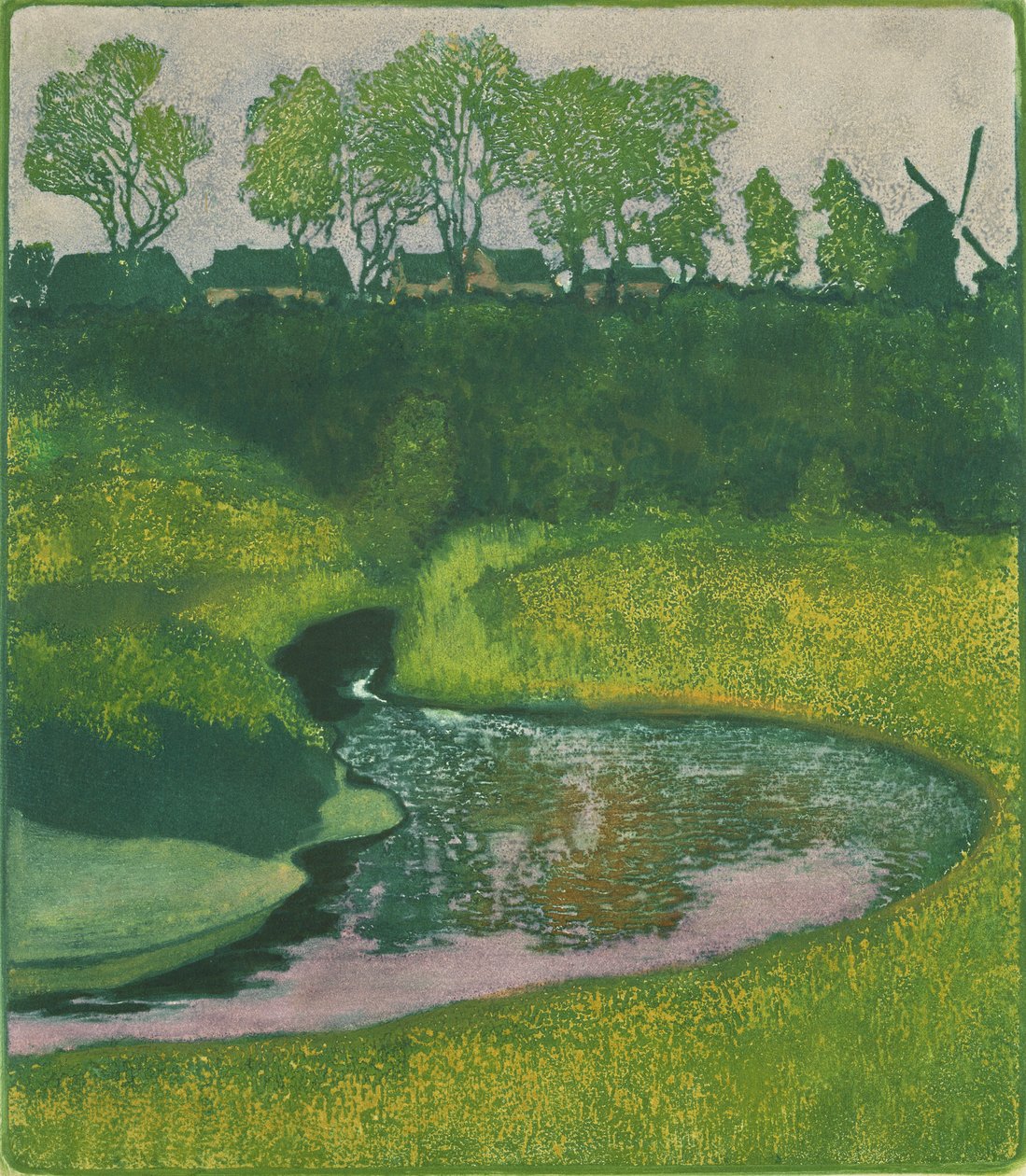 Wellingsbuttel yakınlarındaki Alster Vadisi (renkli lito) by Karl Wilhelm Arthur Illies