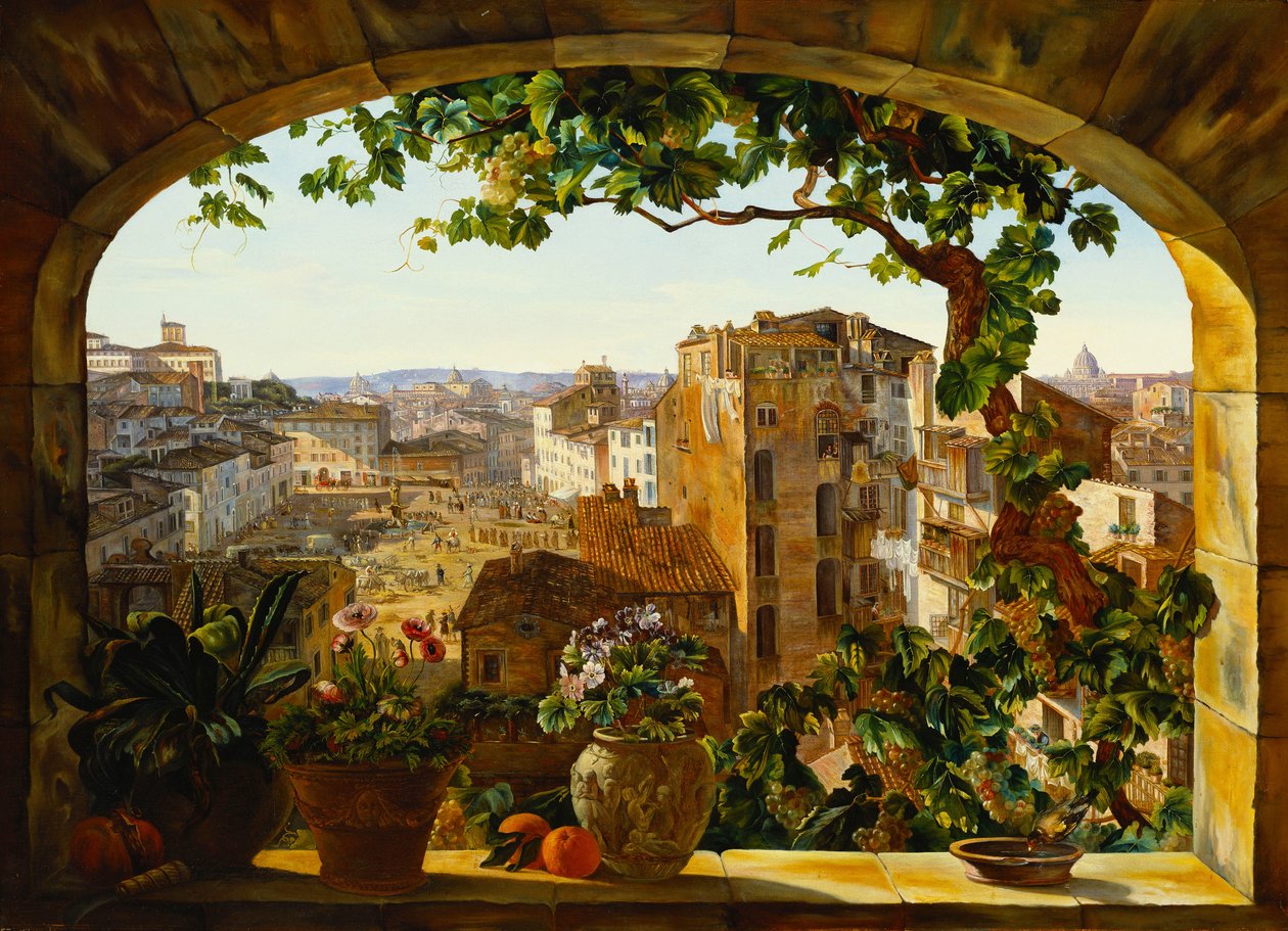 Piazza Barberini, Roma, 1830 by Karl von Bergen