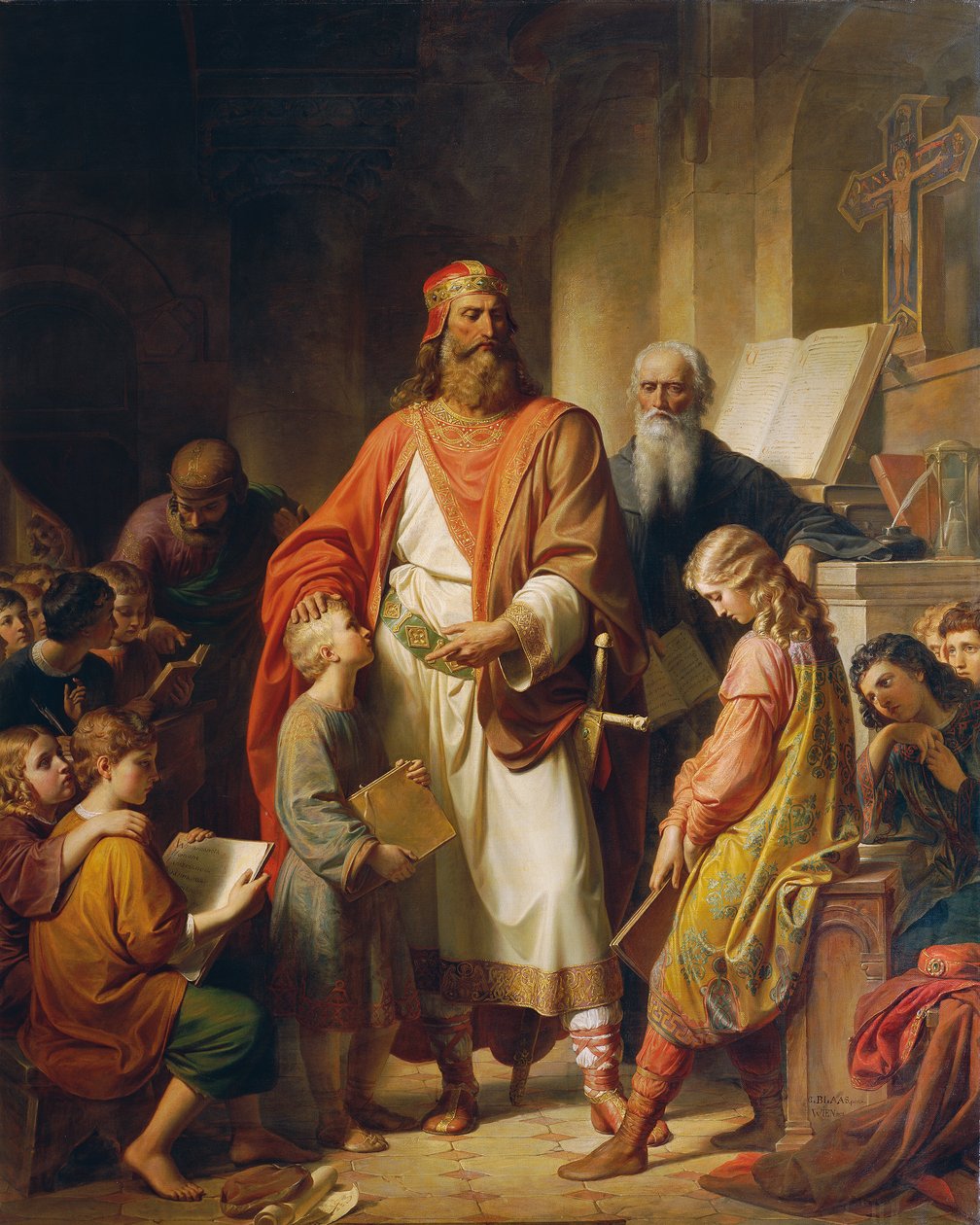 Charlemagne, ihmalkar öğrencileri azarlıyor by Karl von Blaas