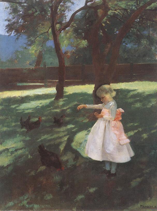 Tavukları beslemek by Károly Ferenczy