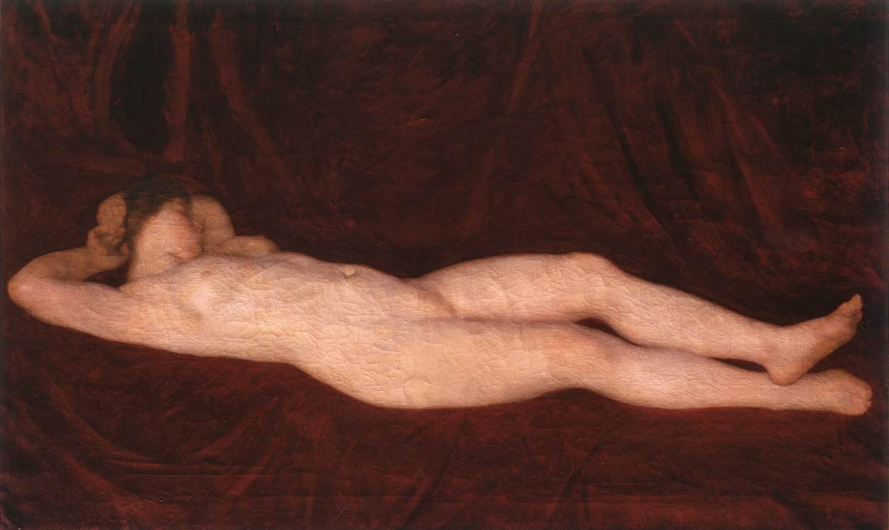 kırmızı arka planda çıplak by Károly Ferenczy