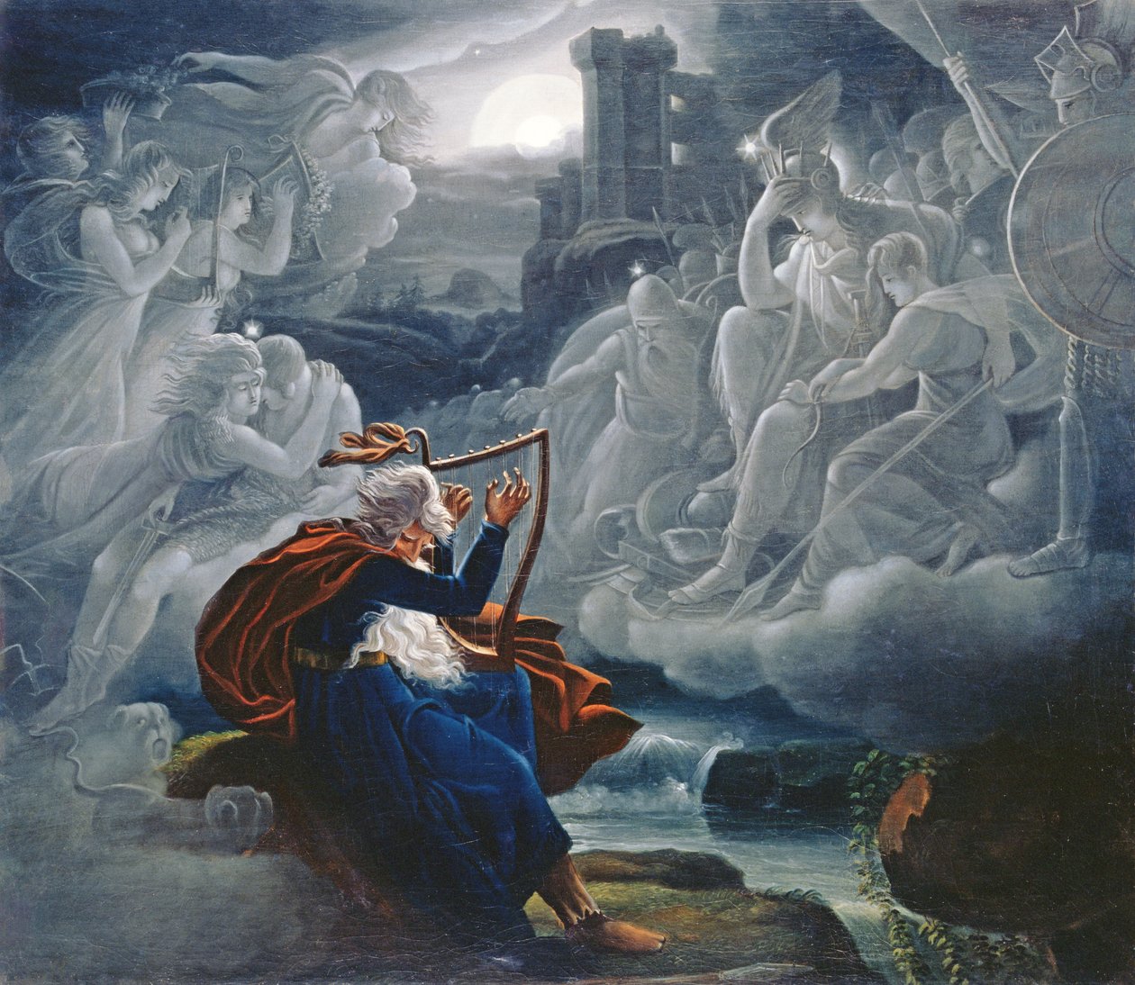 Ossian, Lorca Nehri kıyısındaki ruhları çağırıyor by Karoly Kisfaludy