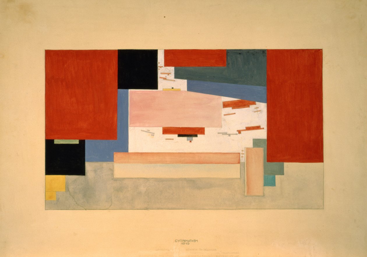 Süprematizm, 1919 (kalem, wc ve kağıt üzerine mürekkep) by Kasismir and Lisitzky, El Malevich