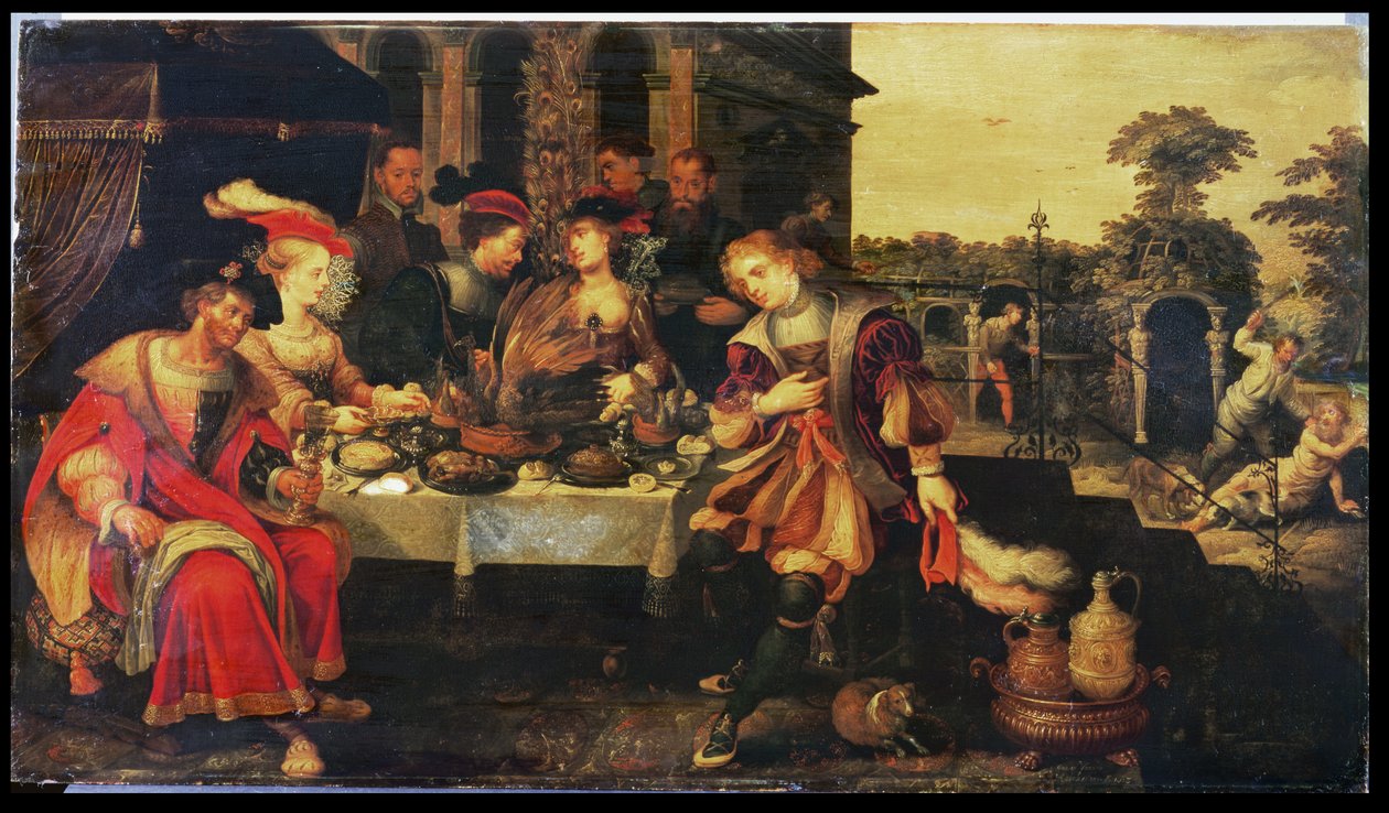 Zengin Adamın Masasında Lazarus, 1618 by Kasper or Gaspar van den Hoecke