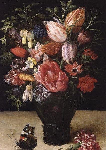Çiçeklerin Natürmort, 1620-21 (bakır üzerine yağlı boya) by Kasper or Gaspar van den Hoecke