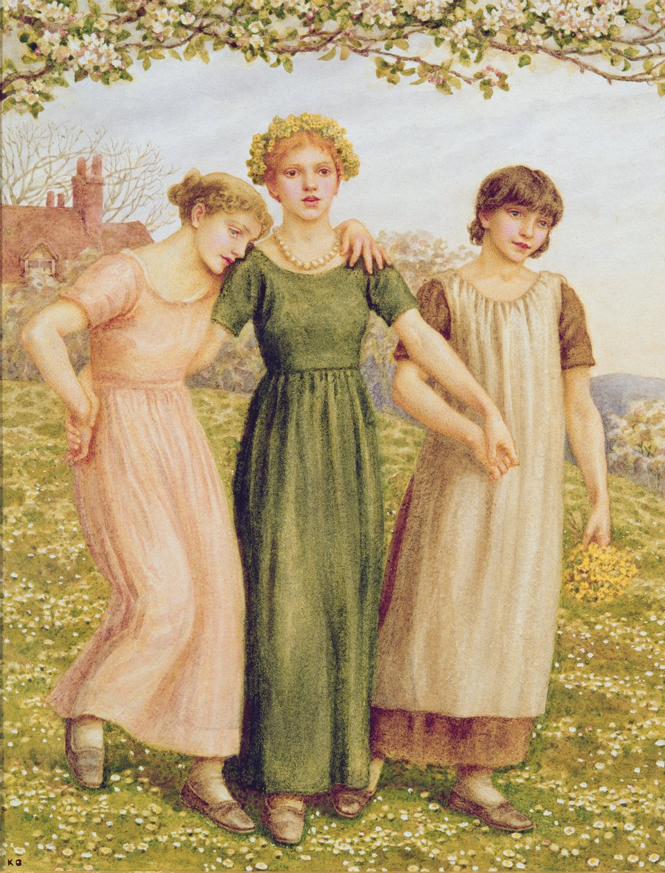 Üç Genç Kız, 19. yüzyıl by Kate Greenaway