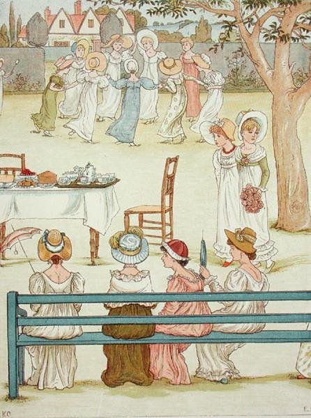 Bir bahçe partisi (renkli taş) by Kate (after) Greenaway