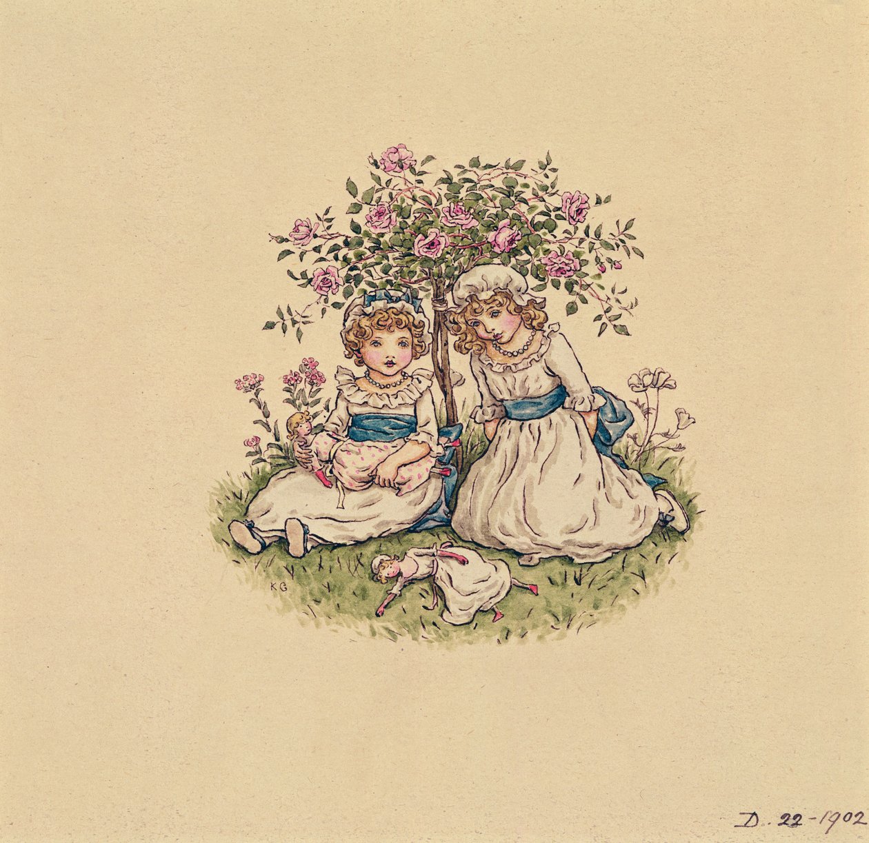 1902 Sevgililer Günü için çizim (kağıt üzerinde wc) by Kate Greenaway