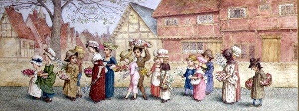 Çiçek Taşıyan On Altı Çocuk Alayı, 1876 dolayları (kağıt üzerine suluboya) by Kate Greenaway
