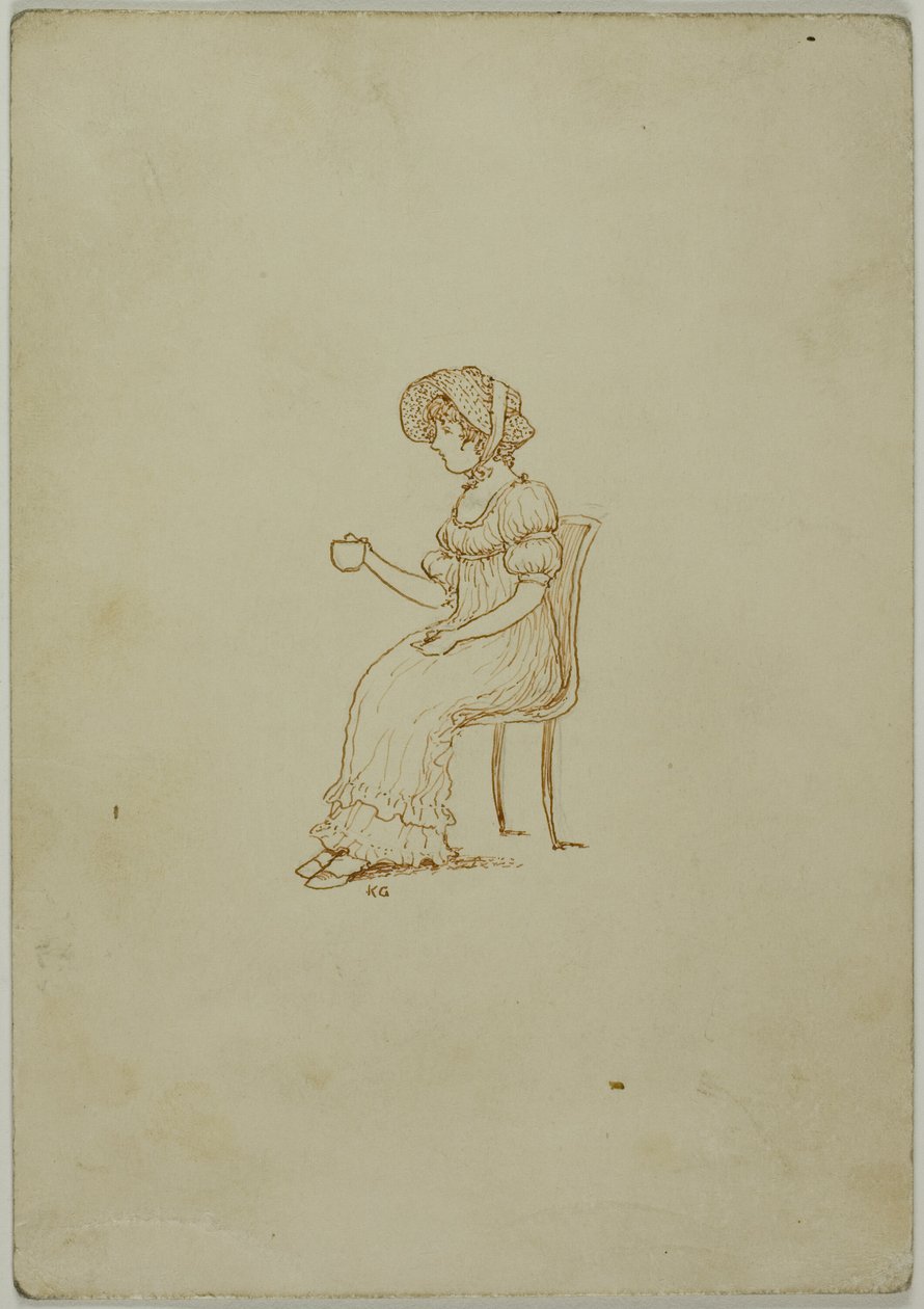 Çay Bardağı Tutan Oturan Kız by Kate Greenaway