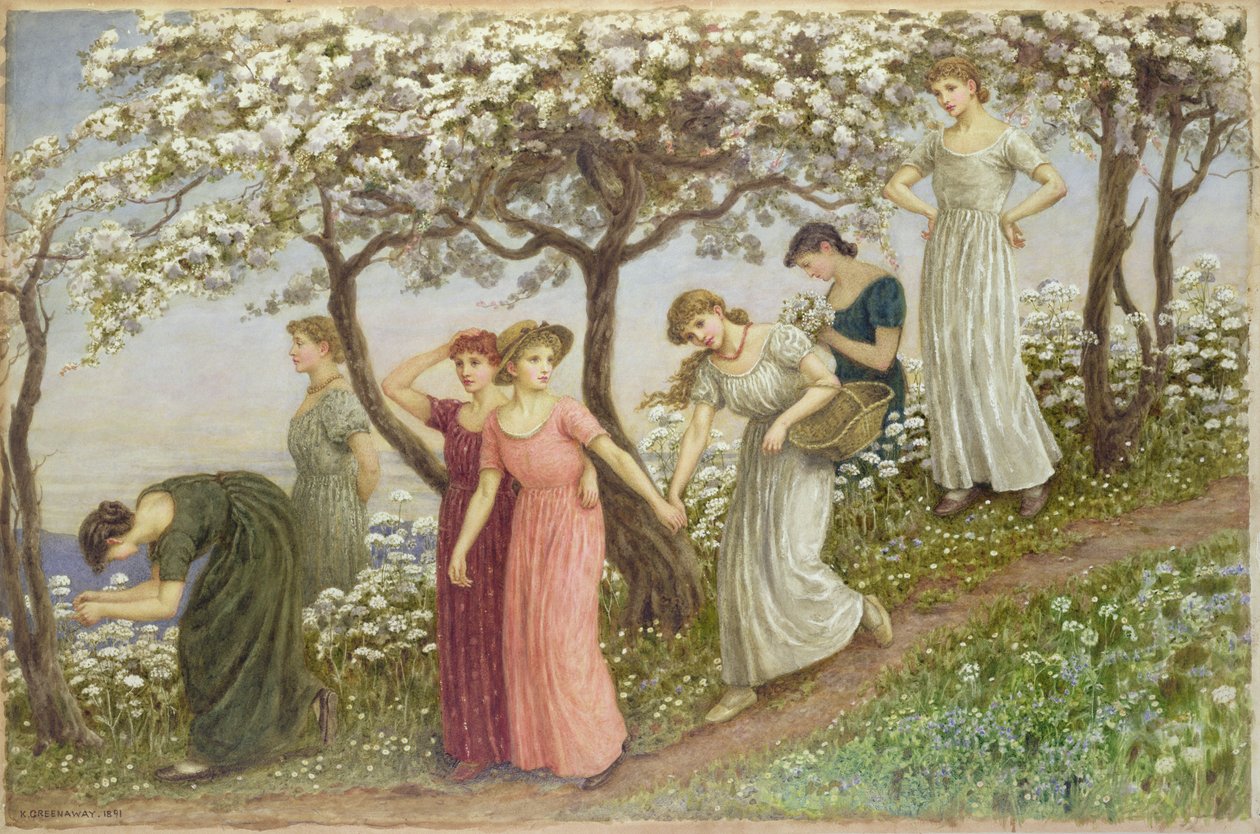 Beyaz Çiçeklerin içinden, 1891 (wc) by Kate Greenaway