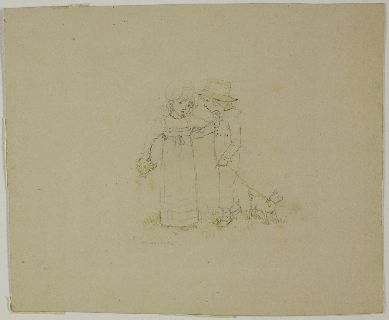 Köpekli iki çocuk by Kate Greenaway