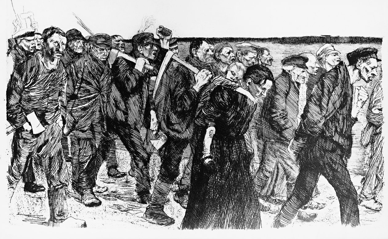 İşçilerin gösterisi, Die Weber (Dokumacılar) operası için Kathe Kollwitz