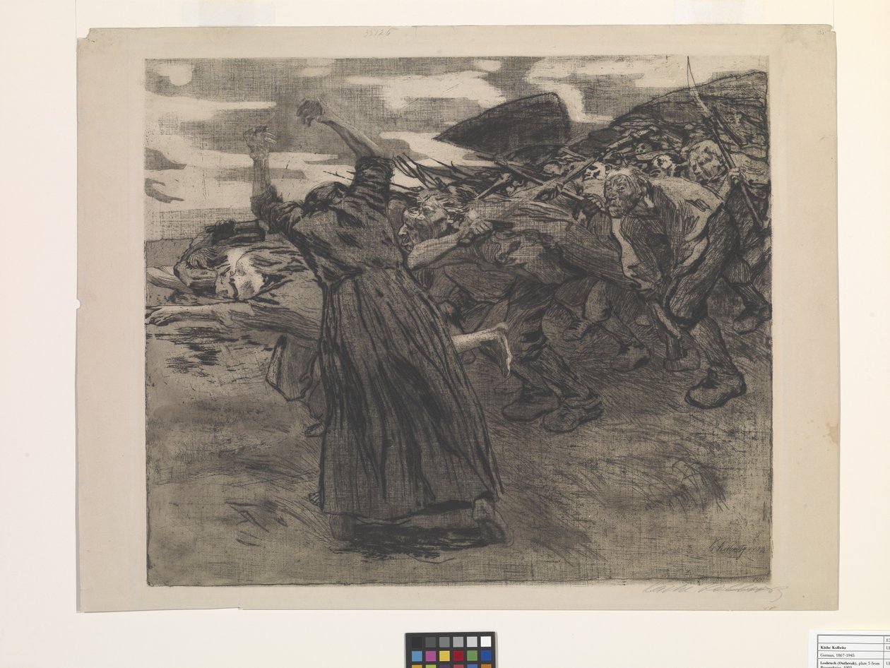 Losbruch (Salgın) (dağlama ve yumuşak zemin dağlama) by Käthe Kollwitz