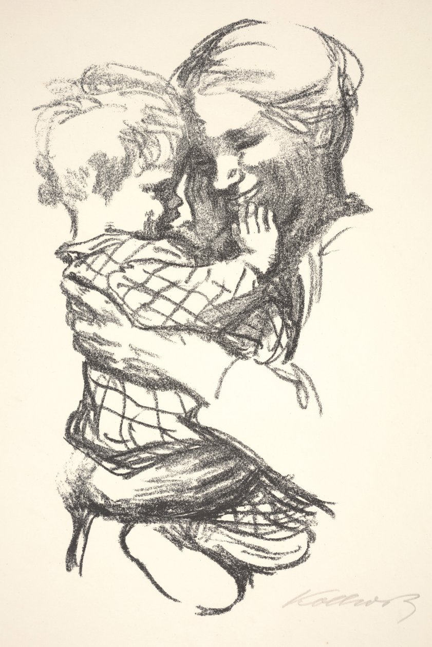 Kucağında Çocuklu Anne by Käthe Kollwitz