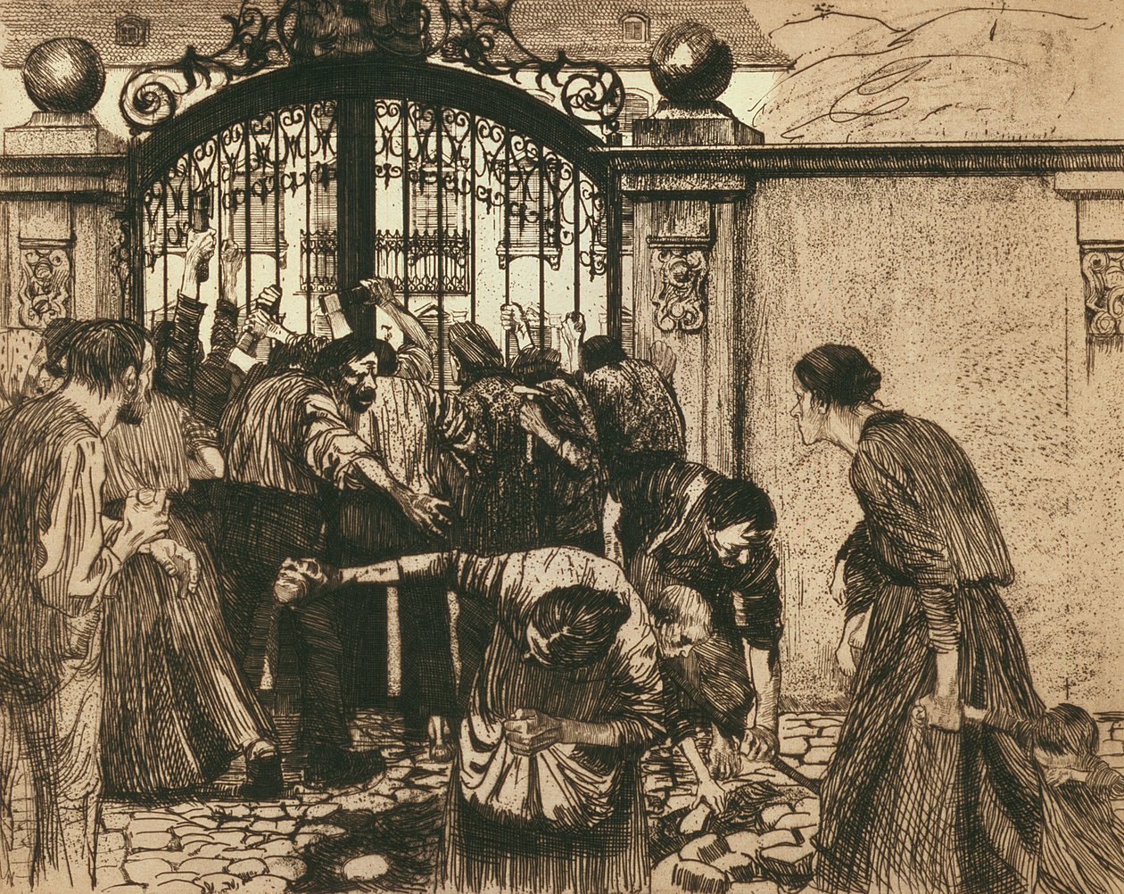 İsyan (Bir Parkın Kapısında), 1897 by Käthe Kollwitz