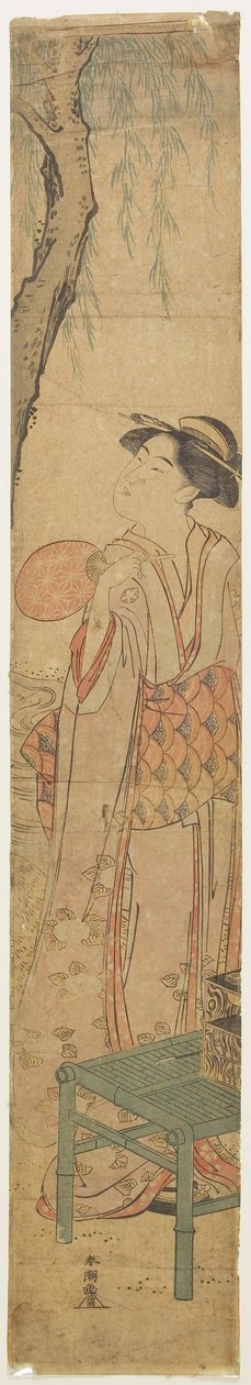 (Söğüt Ağacının Altında Courtesan Soğutma) by Katsukawa Shuncho