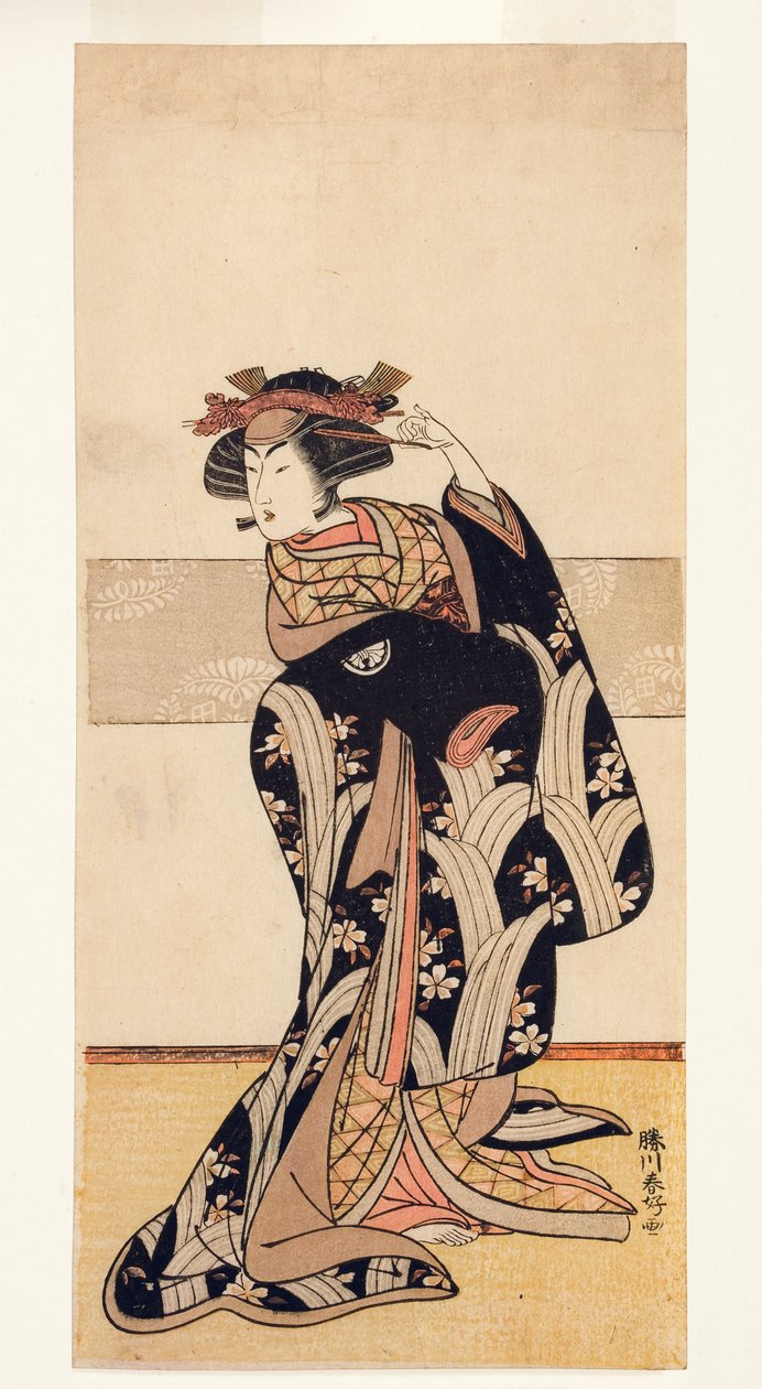 Kadın rolündeki aktör Segawa Kikunojo III, 1774-76 (tahta blok) by Katsukawa Shunko