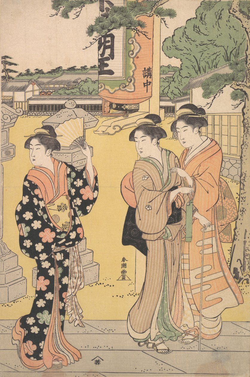 Bir Budist Tapınağı Yerleşkesindeki Fuar Ziyaretçileri, yaklaşık. 1789. by Katsukawa Shuncho