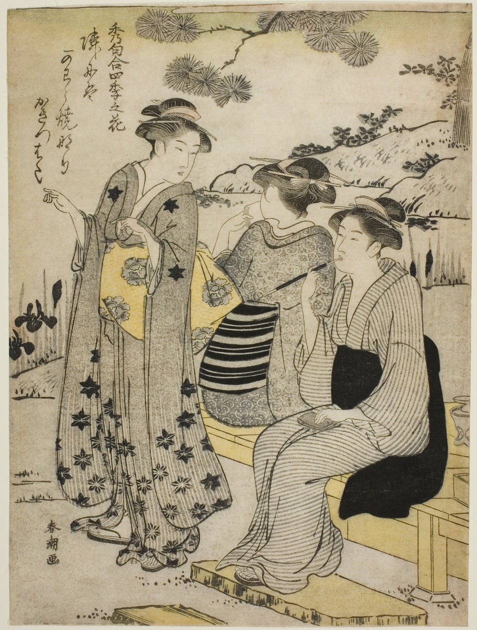 Sonbaharda Tavşan Kulağı Süsenleri, "Dört Mevsimin Çiçekleri Üzerine Seçilmiş Odes (Shuku awase, shiki no hana)" serisinden by Katsukawa Shuncho