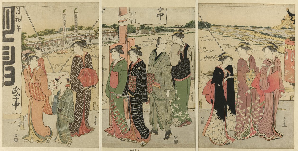 Masaki Inari Tapınağı ziyareti by Katsukawa Shuncho