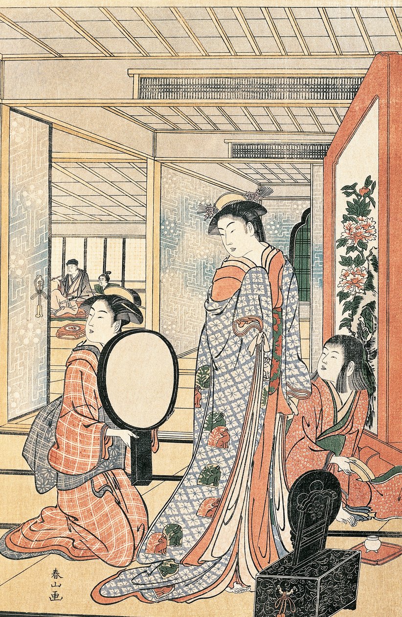 Aynanın önündeki kadın, Katsukawa Shunsho (1726-1792), Japon Japon Uygarlığı by Katsukawa Shuncho