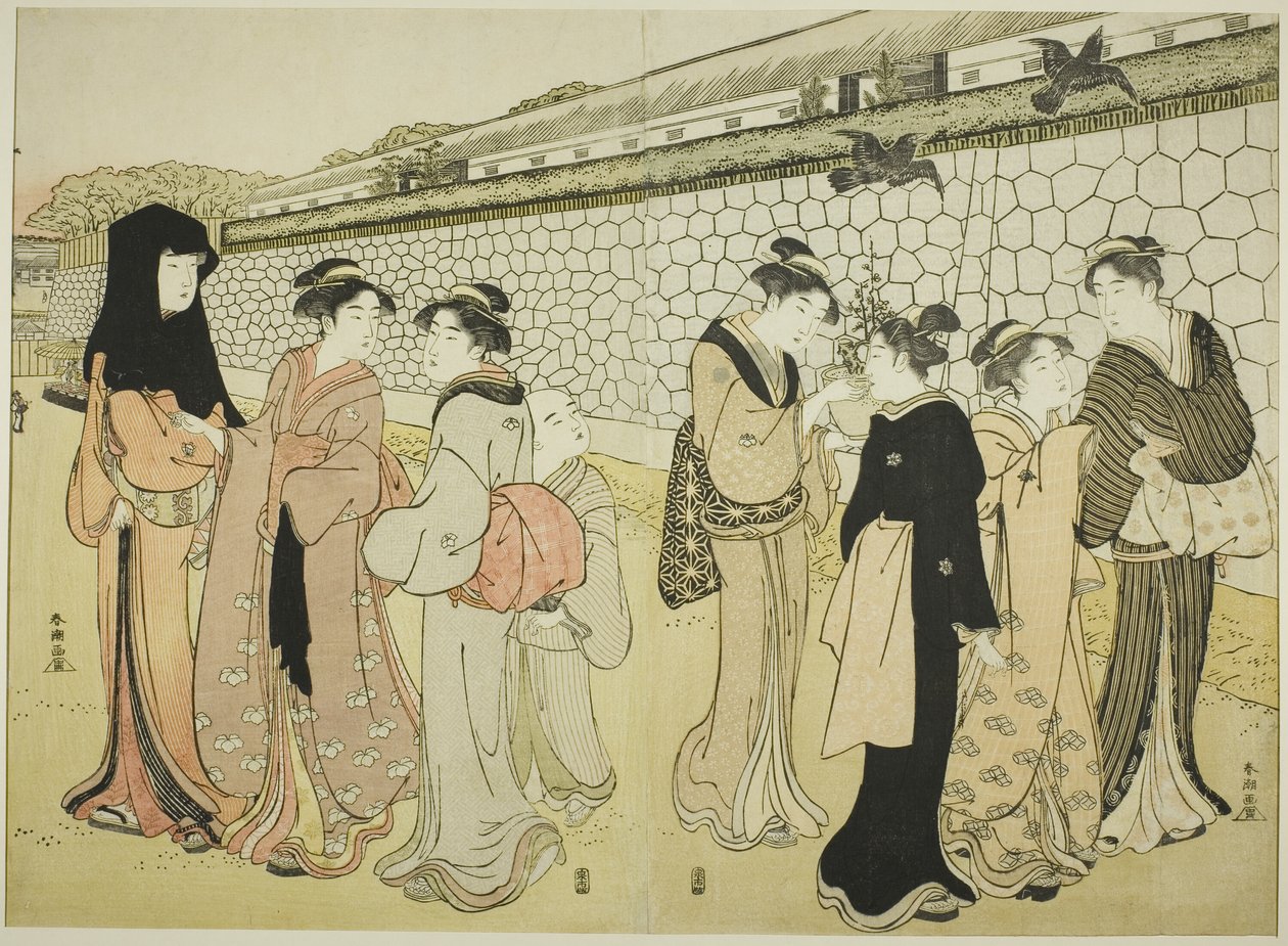 Hendek Yanında Yürüyen Kadınlar by Katsukawa Shuncho