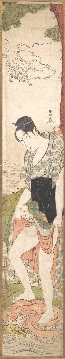 Nehirde Giysi Yıkan Genç Kadın, 18. yüzyılın sonu ve 19. yüzyılın başı. by Katsukawa Shuncho