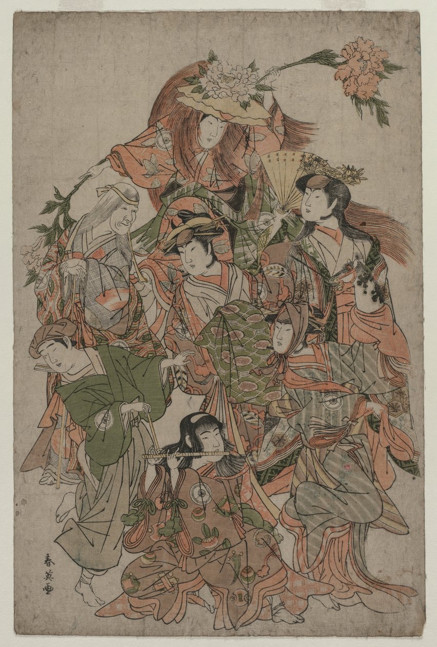 Yedi Değişimin Dansında Iwai Hanshiro IV, c. 1793 veya 1794. by Katsukawa Shunei