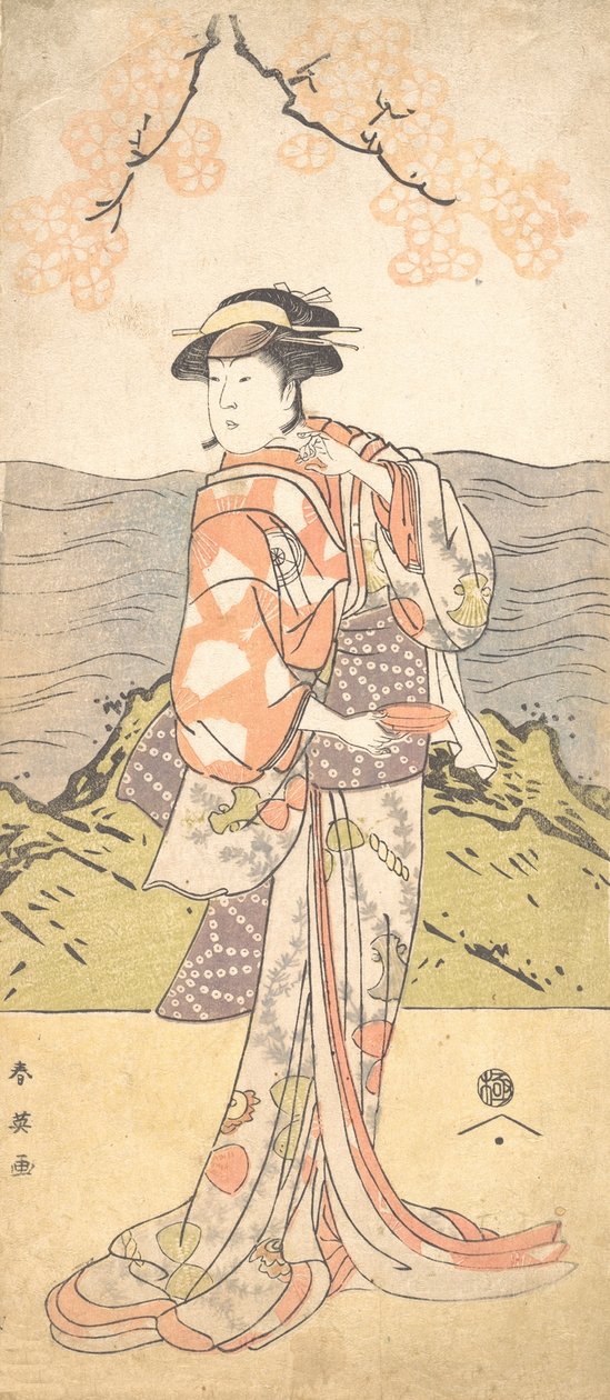 Dördüncü Iwai Hanshiro Bir Kiraz Ağacının Altında Duran Bir Kadın Olarak, ca. 1792 by Katsukawa Shun