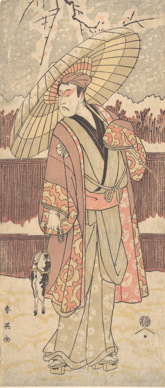 Dördüncü Matsumoto Koshiro, Şemsiye Altında Yürüyen Bir Adam olarak, ca. 1796. by Katsukawa Shun