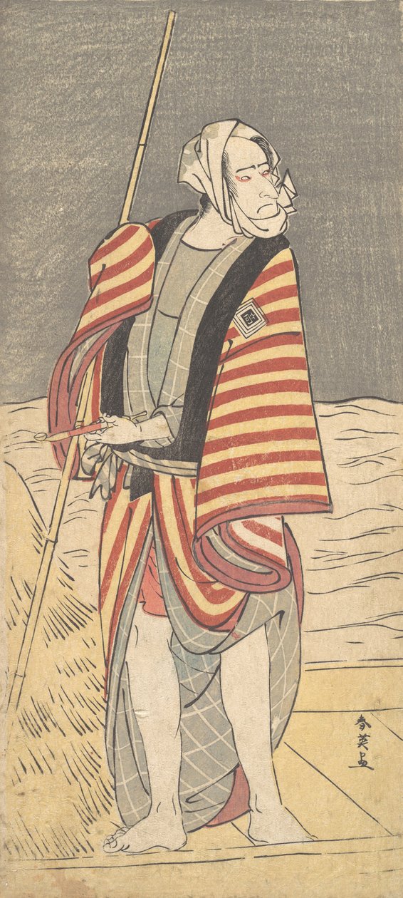 Bir mavnanın güvertesinde duran bir kayıkçı olarak ikinci Ichikawa komazo, yak. 1793 by Katsukawa Shun