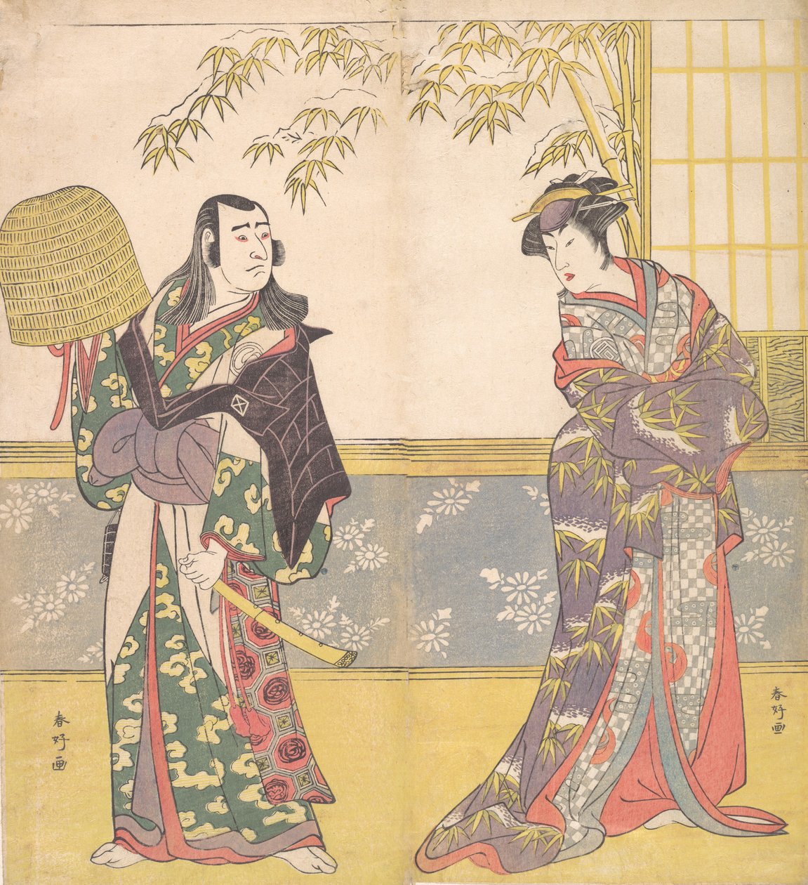 Kabuki a c ve rs Sawamura Sojuro iyi fikir d Sanogawa Ichimatsu iyi üye Bir okulun eli miro r için. .. .. , 1788. by Katsukawa Shunko