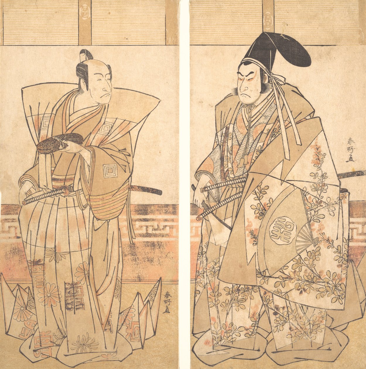 Tören Kostümleri Giyen İki Aktör, yak. 1787. by Katsukawa Shunko