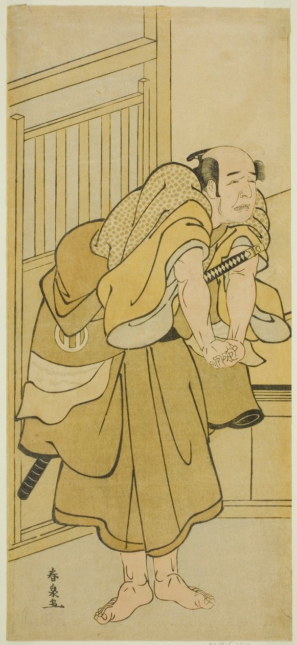 Aktör Asao Tamejuro I, Oyun Yoshitsune Koshigoe Jo'da Sarhoş Gotobei rolünde, Dokuzuncu Ayda Ichimura Tiyatrosu'nda Gösterilen, 1790 by Katsukawa Shunsen