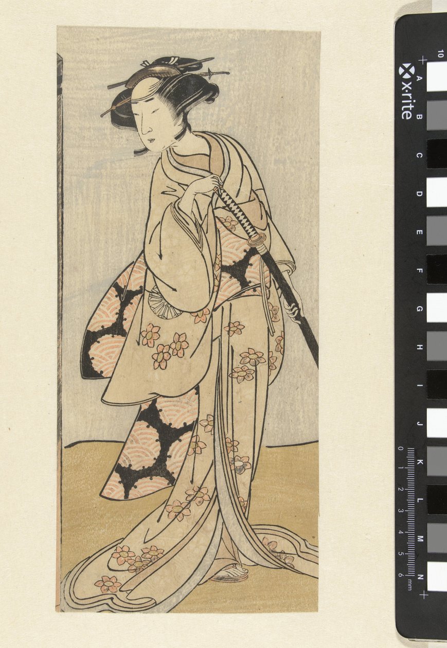 Kadın rolünde kılıçlı aktör by Katsukawa Shunsho (attributed to)