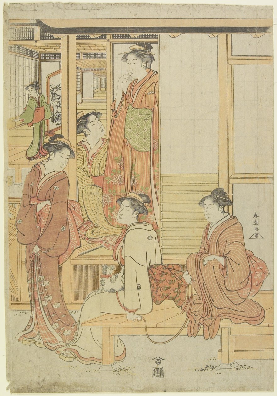 (Bir Verandada Bir Grup Bayan), c. 1780-1795 by Katsukawa Shunsho