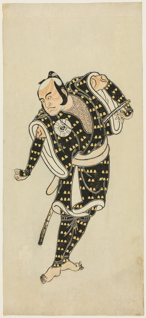 Aktör Bandô Matatarô IV, "Snowflakes: Plum Blossoms Kaomise" ("Mutsu no hana ume no kaomise") filminde Gempachibyôe rolünde by Katsukawa Shunsho