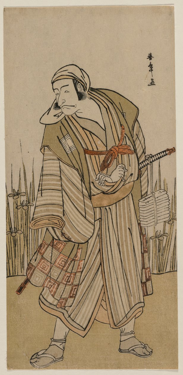 İris Kümesinin Yanında Bir Gezgin Olarak Ichikawa Danjuro V by Katsukawa Shunsho