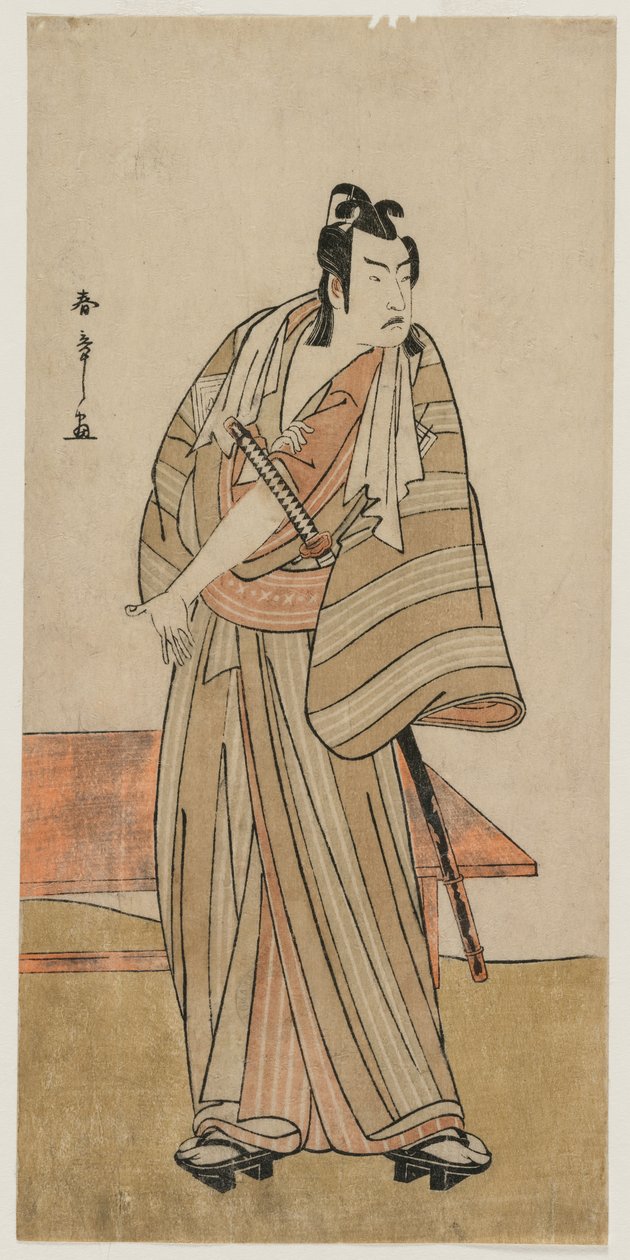 Ichikawa Yaozo II as a Otokodate Standing by a Bench, c. 1780. by Katsukawa Shunsho