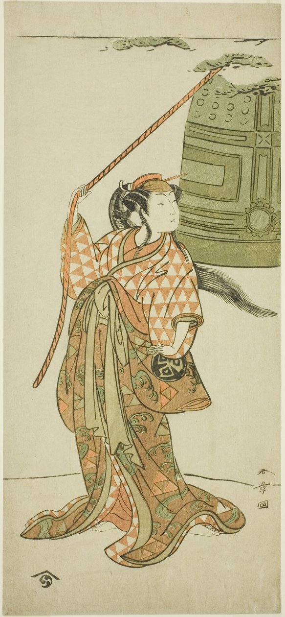 Aktör Arashi Hinaji I "Musume Dojo-ji" (Dojo Tapınağındaki Bakire) Dans Ediyor by Katsukawa Shunsho