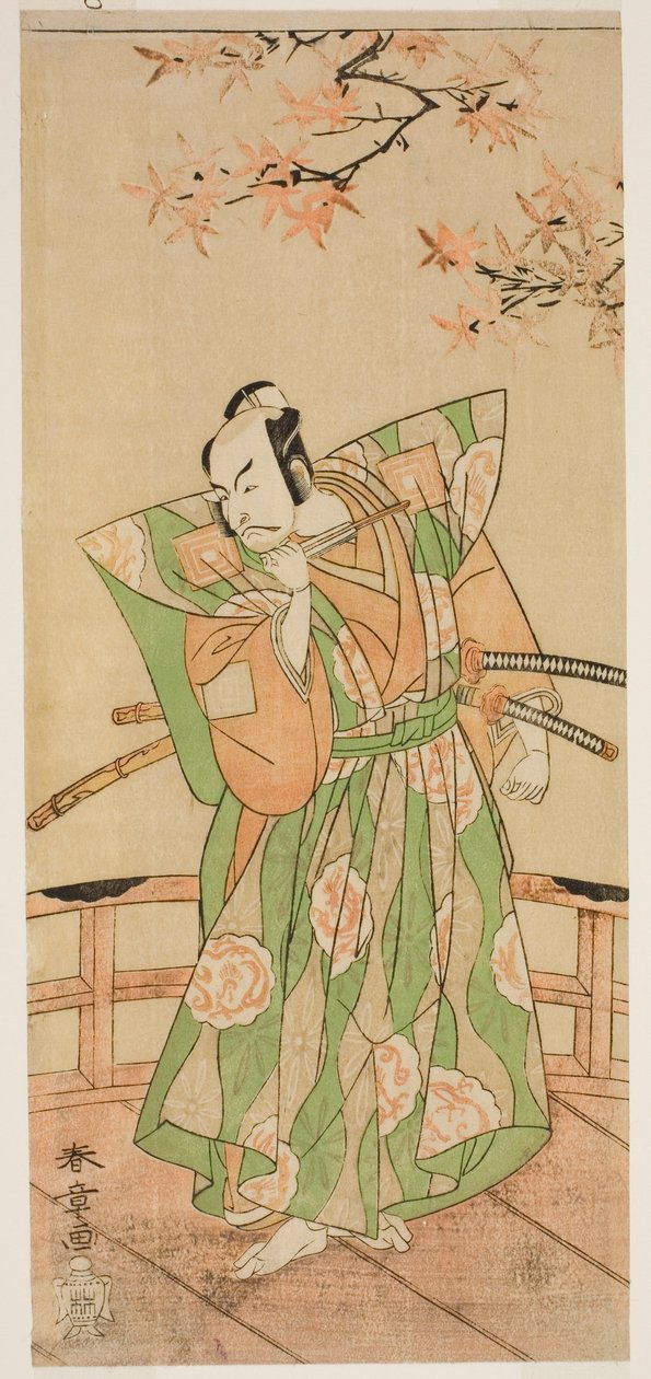 Aktör Ichikawa Danjuro V Momonoi Wakasanosuke Yasuchika olarak (?) Oyunda Kanadehon Chushingura (?), Nakamura Tiyatrosu