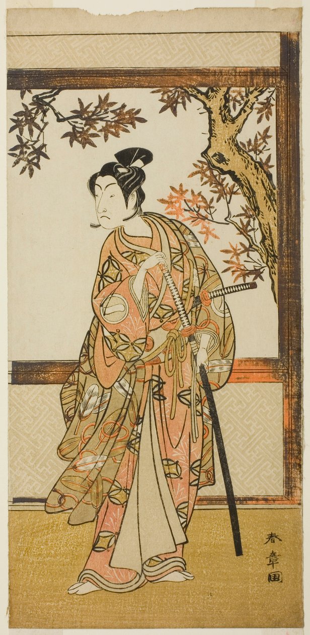 Aktör Ichikawa Monnosuke II, Play Gohiiki Kanjincho'da Shinokobe Shoji Yukihira rolünde, Nakamura Tiyatrosu'nda On Birinci Ayda Gösterilen, 1773 by Katsukawa Shunsho