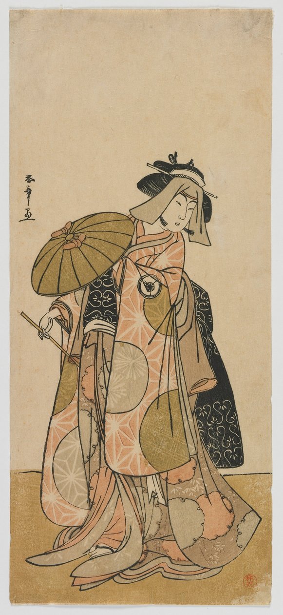 Aktör Iwai Hanshiro IV as a Traveller, Edo dönemi, c.1790 (renkli tahta baskı) by Katsukawa Shunsho
