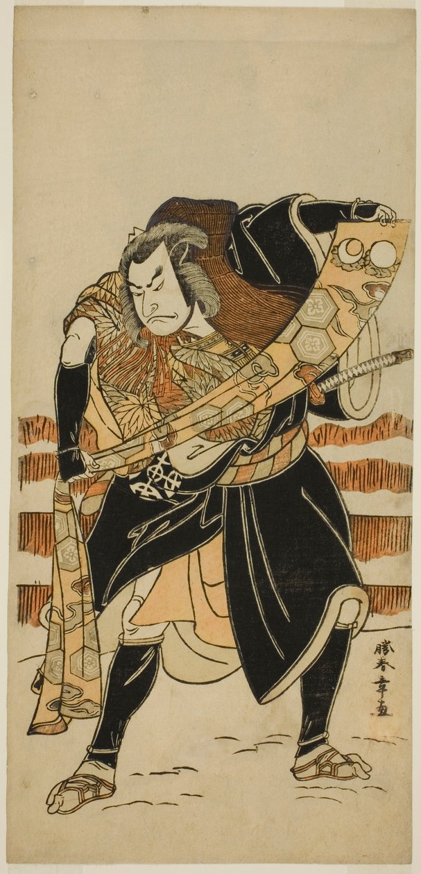 Aktör Nakamura Nakazo I Oyun Tarihinde Abe no Sadato (?) rolünde Nishiki Tsui no Yumitori (?), Morita Tiyatrosu