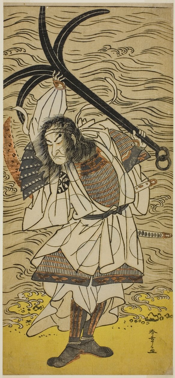 Aktör Nakamura Nakazo I, Taira no Tomomori rolünde Tokaiya Gimpei kılığında, Yoshitsune Sembon-zakura Oyununda, Morita Tiyatrosu