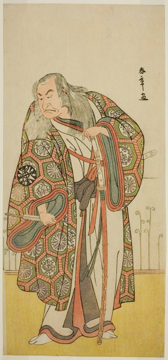 Oyuncu Nakamura Nakazo I, Edo no Fuji Wakayagi Soga Oyununda Kılıç Ustası Takuma Genryu (?) rolünde, Nakamura Tiyatrosu